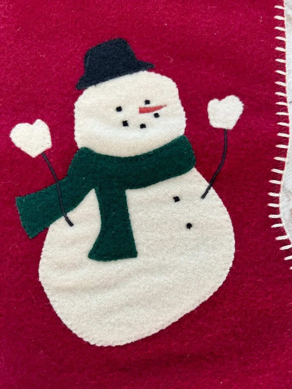 Vintage Pottery Barn Large Christmas Stocking with Snowman - Picture 2 of 4